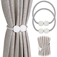 PINOWU - Lote de 2 cordones de sujeción magnéticos para cortinas- decorados con perlas- para cortinas de ventana…